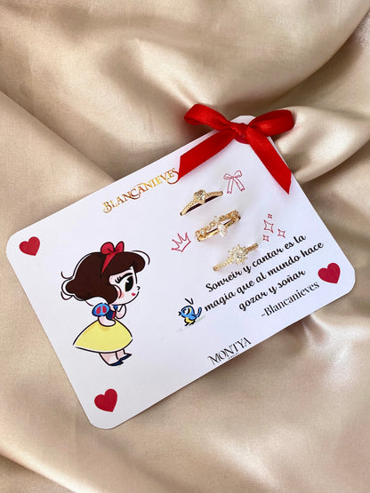 Anillos Princesa Blancanieves Set x3